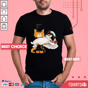 Cute Cat Couples Orange And Calico Just Married Wedding Shirt