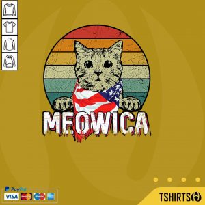 Cat Meowica 4th Of July American Flag Vintage