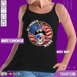 Mama Skull All American 4th Of July American Flag Tank Top