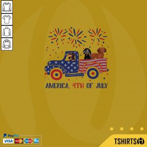Dachshunds On The Car 4th Of July American Flag Shirt