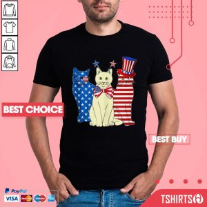 Red White Blue Cats 4th Of July American Flag Shirt