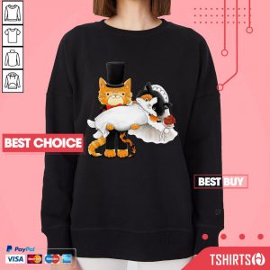 Cute Cat Couples Orange And Calico Just Married Wedding Sweatshirt