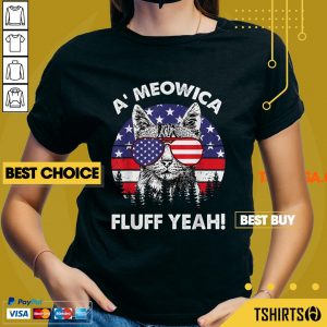 A’meowica Fluff Yeah Patriotic American Flag 4th Of July V-neck