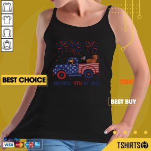 Dachshunds On The Car 4th Of July American Flag Tank Top