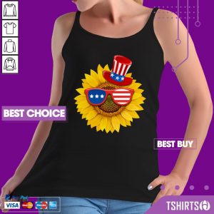 Sunflower Hat Sunglasses American Flag 4th Of July Tank Top