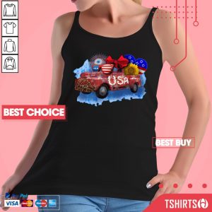 USA Crazy Truck American Flag 4th Of July Tank Top