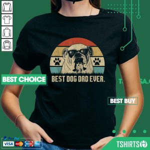 Bulldog Best Dog Dad Ever Fathers Day Vintage V-neck
