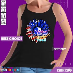 Sunflower Sunrise Sunburn Sunset Repeat American Flag 4th Of July Tank Top