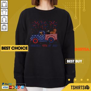 Dachshunds On The Car 4th Of July American Flag Sweatshirt