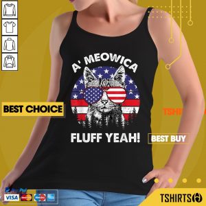A’meowica Fluff Yeah Patriotic American Flag 4th Of July Tank Top