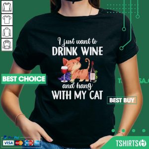 I Just Want To Drink Wine And Hang With My Cat V-neck