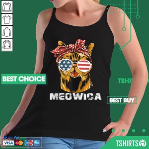 Cat Meowica 4th Of July American Flag Tank Top