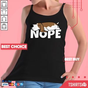 Lazy Basset Hound Cute Dog Comic Idea Nope Tank Top