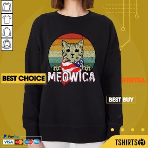 Cat Meowica 4th Of July American Flag Vintage Sweatshirt