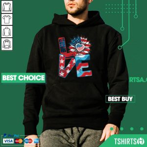 Love Sunflower American Flag 4th Of July Hoodie
