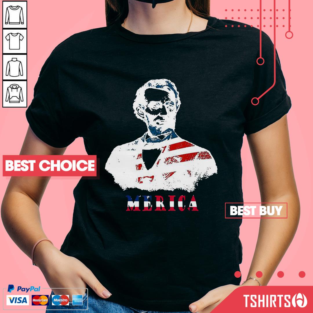 Abraham Lincoln 4th Of July American USA Flag V-Neck