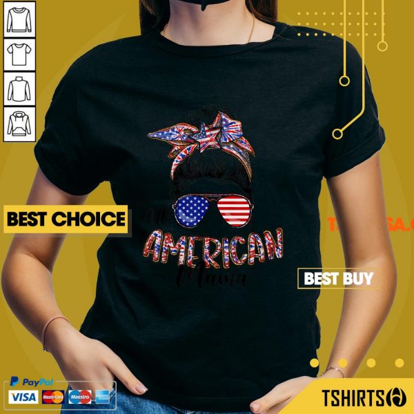All American Mama 4th Of July American Flag Mothers Day V-neck