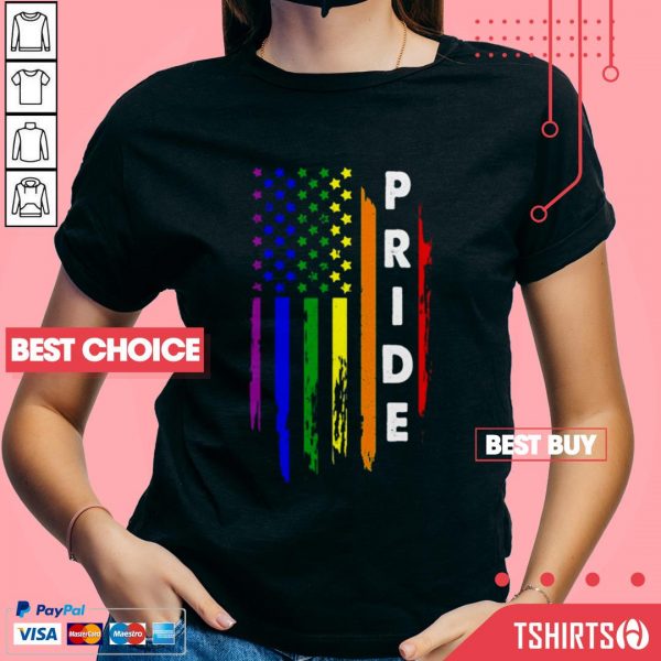 America Flag Pride LGBT 4th Of July Independence Day V-Neck