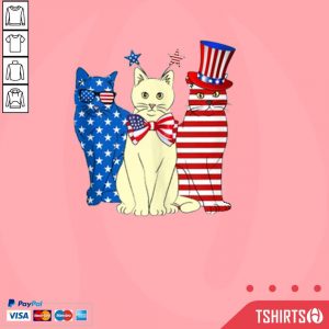 Red White Blue Cats 4th Of July American Flag