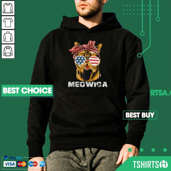 Cat Meowica 4th Of July American Flag Hoodie