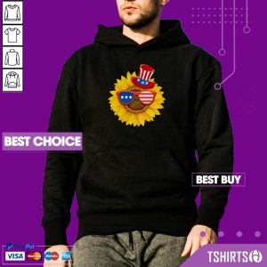 Sunflower Hat Sunglasses American Flag 4th Of July Hoodie