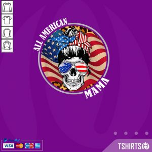 Mama Skull All American 4th Of July American Flag