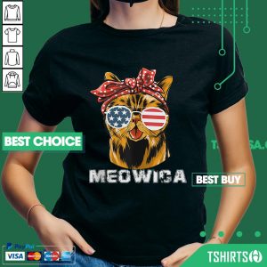 Cat Meowica 4th Of July American Flag V-neck
