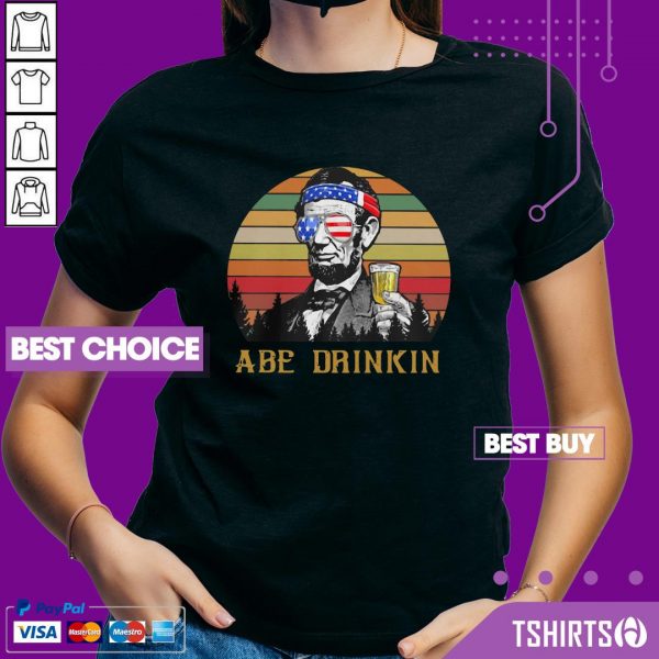 Flawless Abraham Lincoln America ABE Drinkin 4th Of July Vintage Retro V-Neck