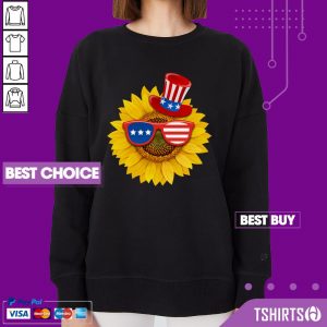 Sunflower Hat Sunglasses American Flag 4th Of July Sweatshirt