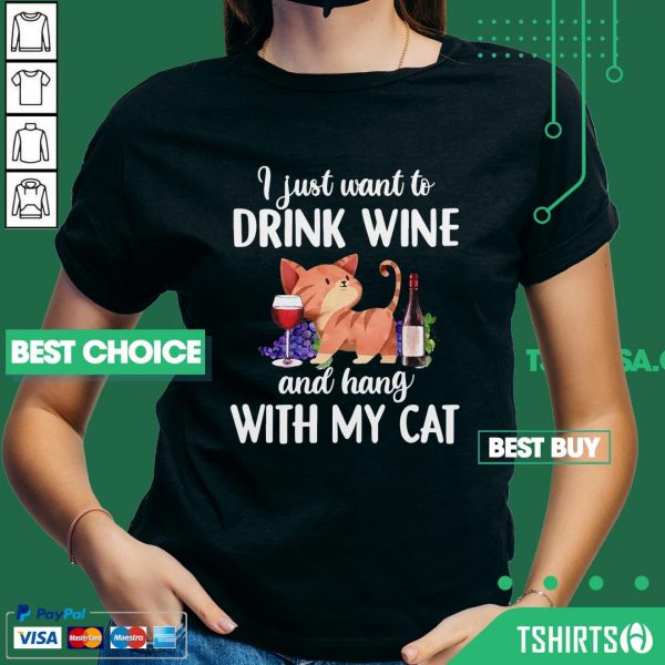 I Just Want To Drink Wine And Hang With My Cat V-neck