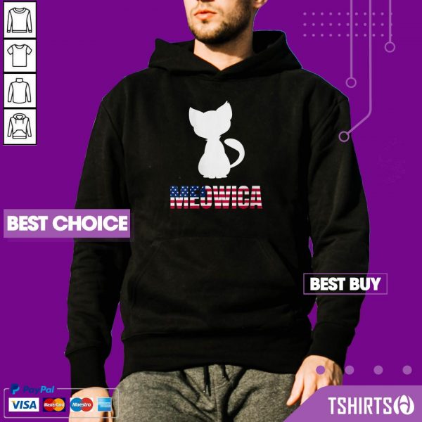 Meowica Cat 4th Of July American Flag Hoodie