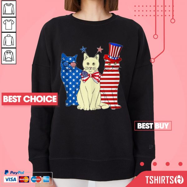 Red White Blue Cats 4th Of July American Flag Sweatshirt