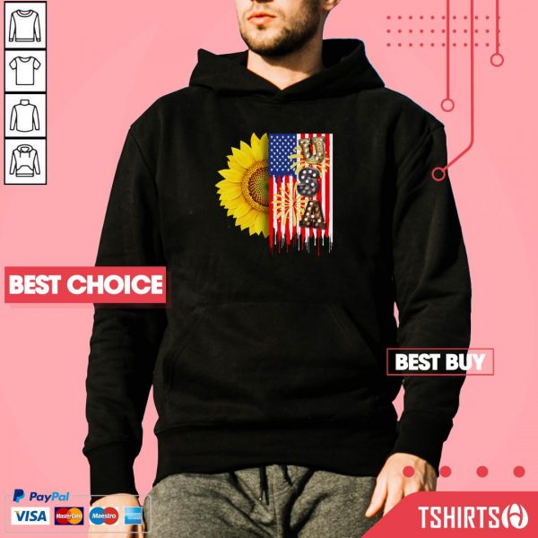 Sunflower USA American Flag 4th Of July Hoodie