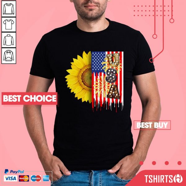 Sunflower USA American Flag 4th Of July Shirt