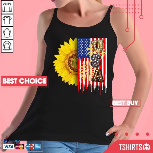 Sunflower USA American Flag 4th Of July Tank Top