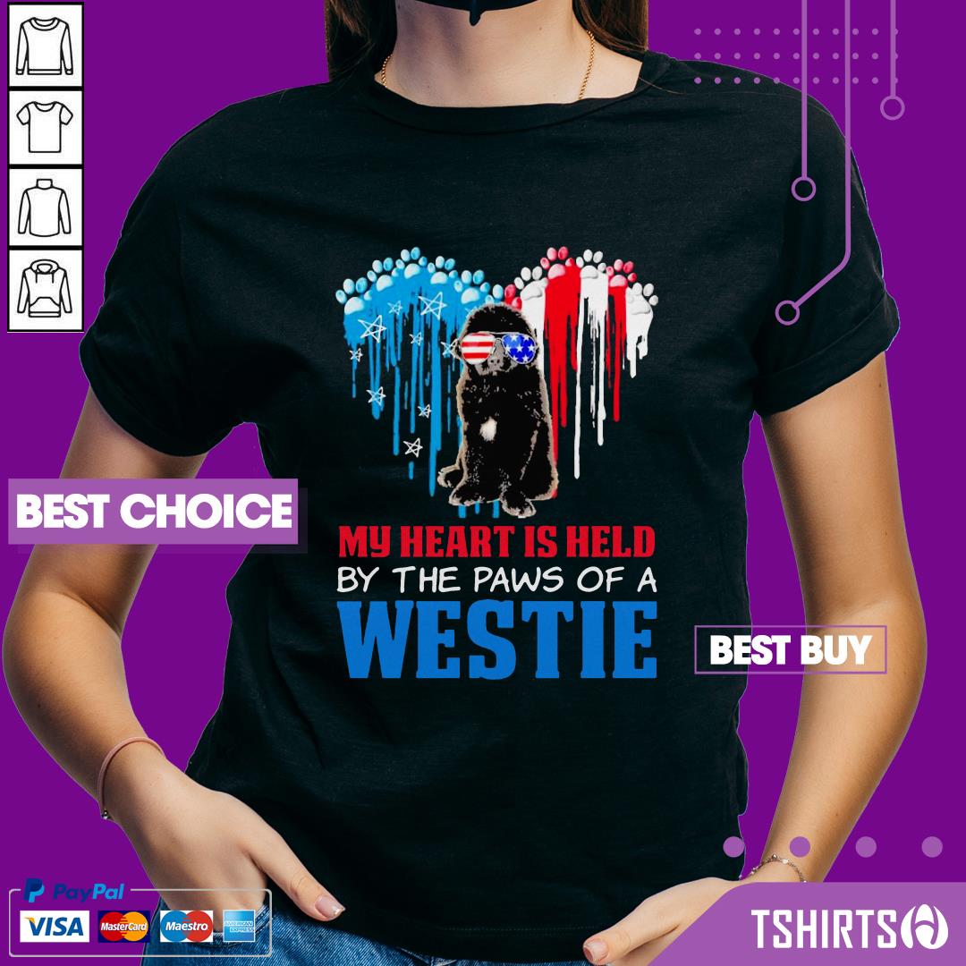 Top Happy The 4th Of July My Heart Is Held By The Paws Of A Newfoundland Shirt Top Happy The 4th Of July My Heart Is Held By The Paws Of A Newfoundland V-Neck