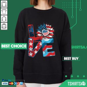 Love Sunflower American Flag 4th Of July Sweatshirt