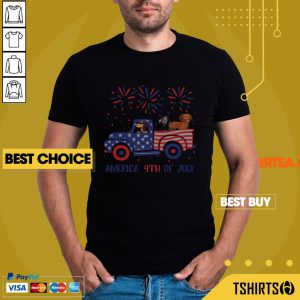 Dachshunds On The Car 4th Of July American Flag Shirt
