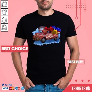 USA Crazy Truck American Flag 4th Of July Shirt