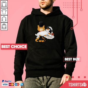 Cute Cat Couples Orange And Calico Just Married Wedding Hoodie
