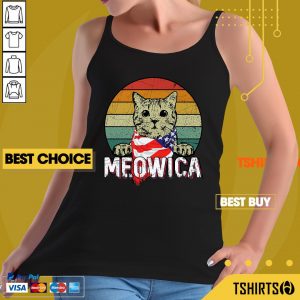 Cat Meowica 4th Of July American Flag Vintage Tank Top