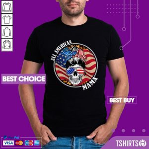 Mama Skull All American 4th Of July American Flag Shirt