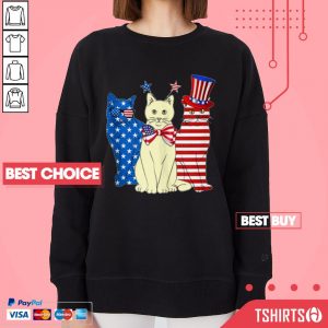 Red White Blue Cats 4th Of July American Flag Sweatshirt
