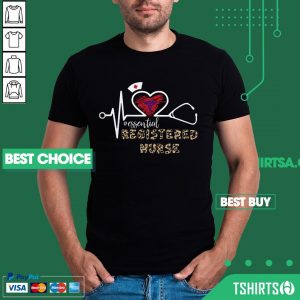 Essential Registered Nurse Stethoscope Heartbeat Leopard Shirt