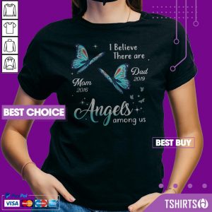 Angels Among Us Butterfly Memorial Personalized v-neck
