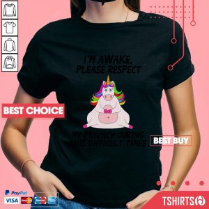 Unicorn I Am Awake Please Respect My Privacy During This Difficult Times V-neck