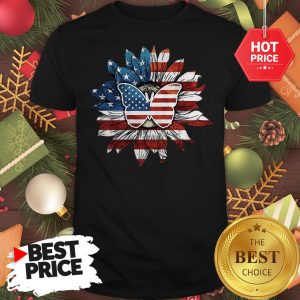 Butterfly And Flag Sunflower America Shirt