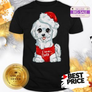Official Wonderful Nice White Maltese Dog I Love Santa Puppy Dogs Christmas Gift Shirt