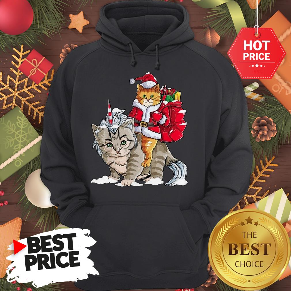 Official Funny Santa Riding Cat Ugly Sweater Christmas Gift Shirt