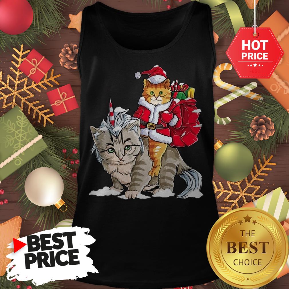 Official Funny Santa Riding Cat Ugly Sweater Christmas Gift Shirt